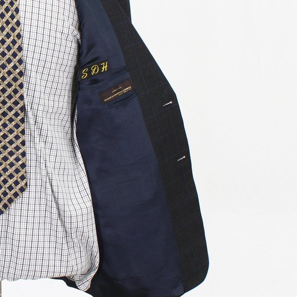 Bespoke Black Suit with Gray Check Pattern - Picture 12 of 15